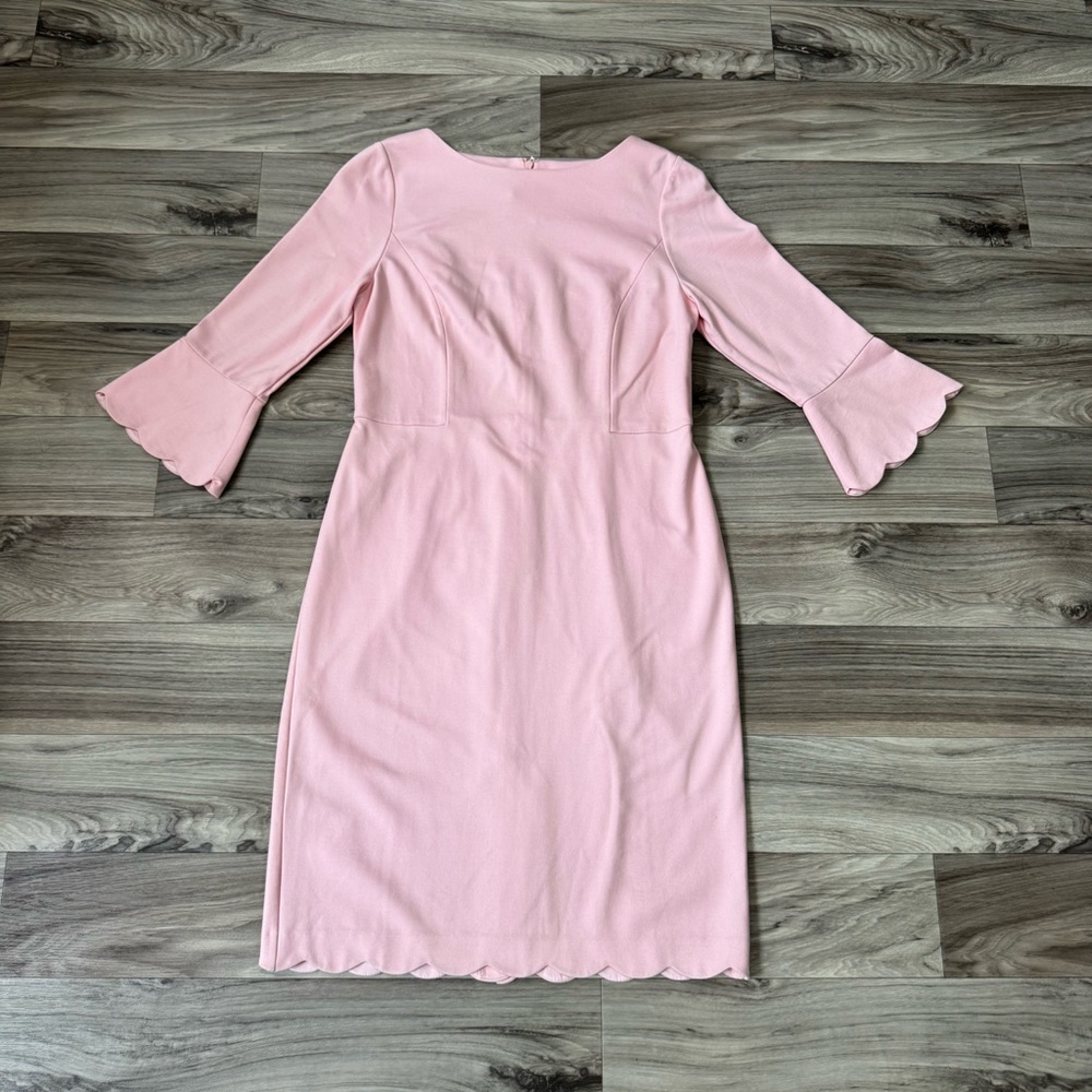 NWT Talbots Refined Scallop-Edge Ponte Sheath Dress in Pink Size 8